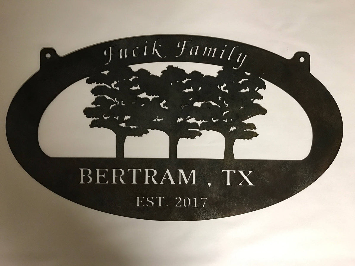 Metal Tree Sign With Three Trees Customized With Your Name Metal House Sign