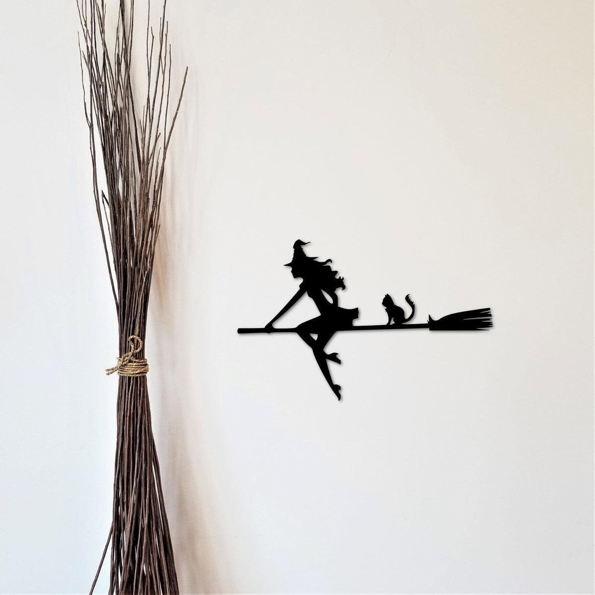 Halloween Witch And Cat Corner Sign Metal Wall Door Corner Halloween Decor Front Door Hanger Witch Decor Happy Halloween Display