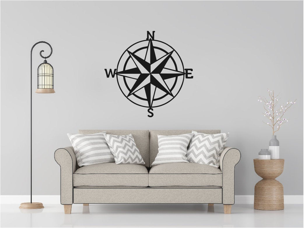 Nautical Compass Compass Metal Sign Modern Modern Metal Sign