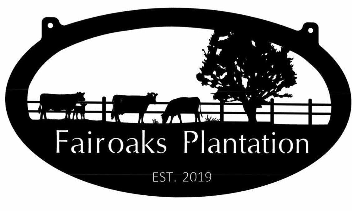 Metal Horses In Pasture Or Cows In Pasture Sign Large Oak Tree Metal House Sign