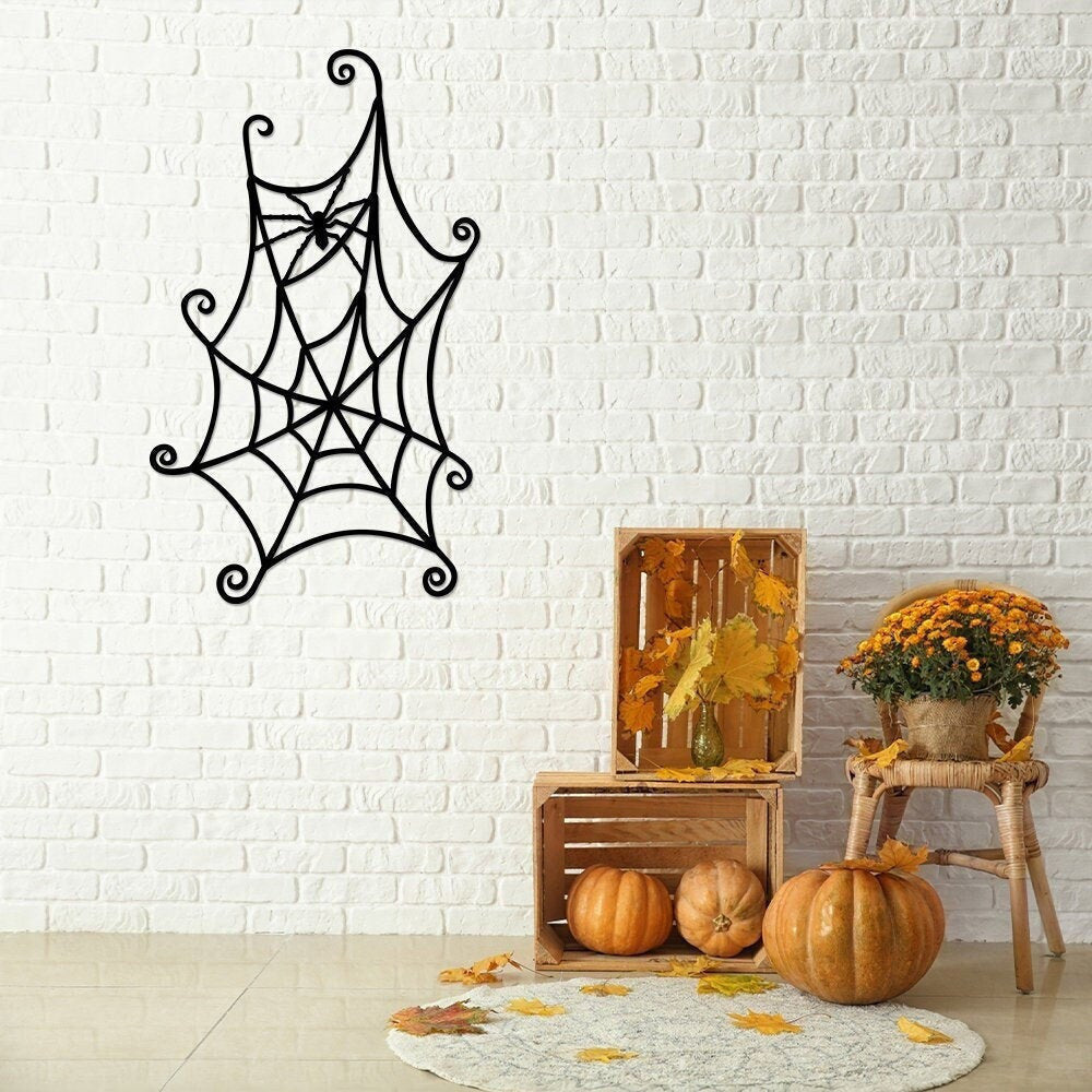 Spiderweb Metal Wall Spider Metal Sign Gothic Wall Decor Halloween Decorations Outdoor Spiderweb Sign Halloween Gift