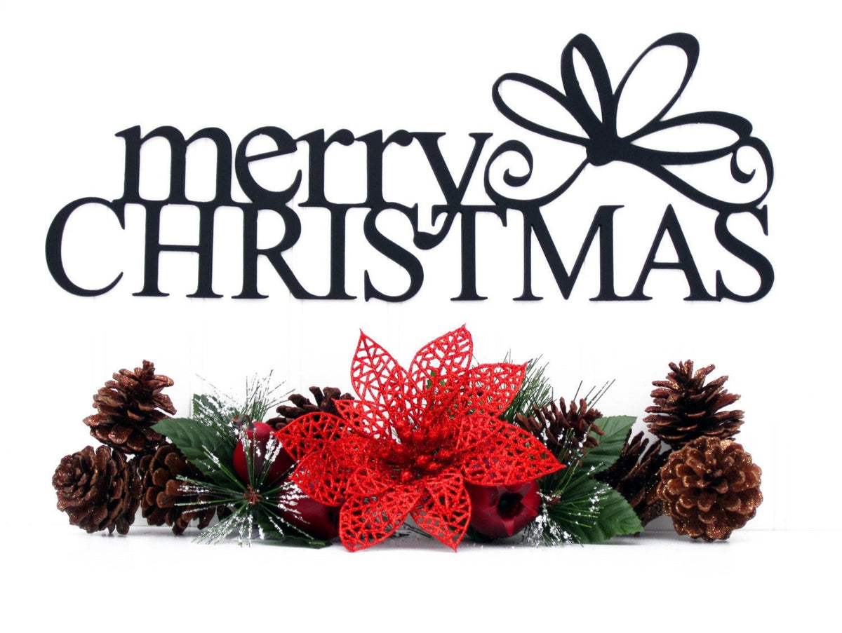 Merry Christmas Metal Sign With Bow Black Xmas Decor Christmas Decor Holiday Decor Christmas Christmas