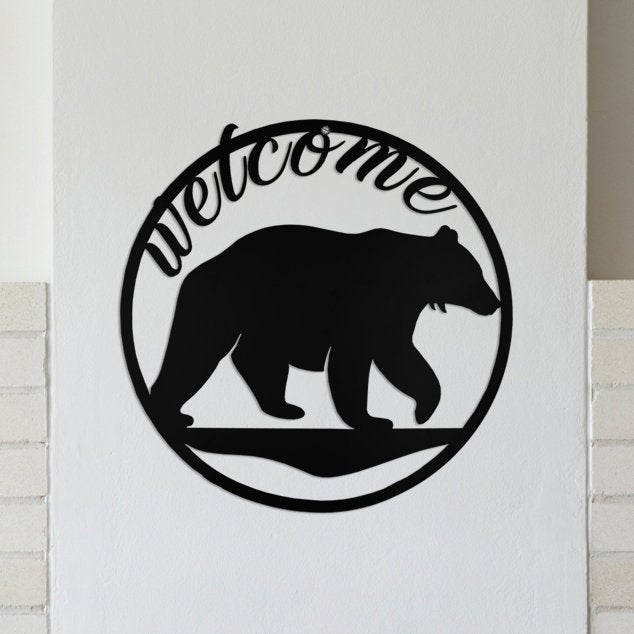 Bear Welcome Sign Cut Metal Sign