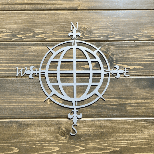 Fleur De Lis Compass Nautical Cut Metal Sign Metal House Sign