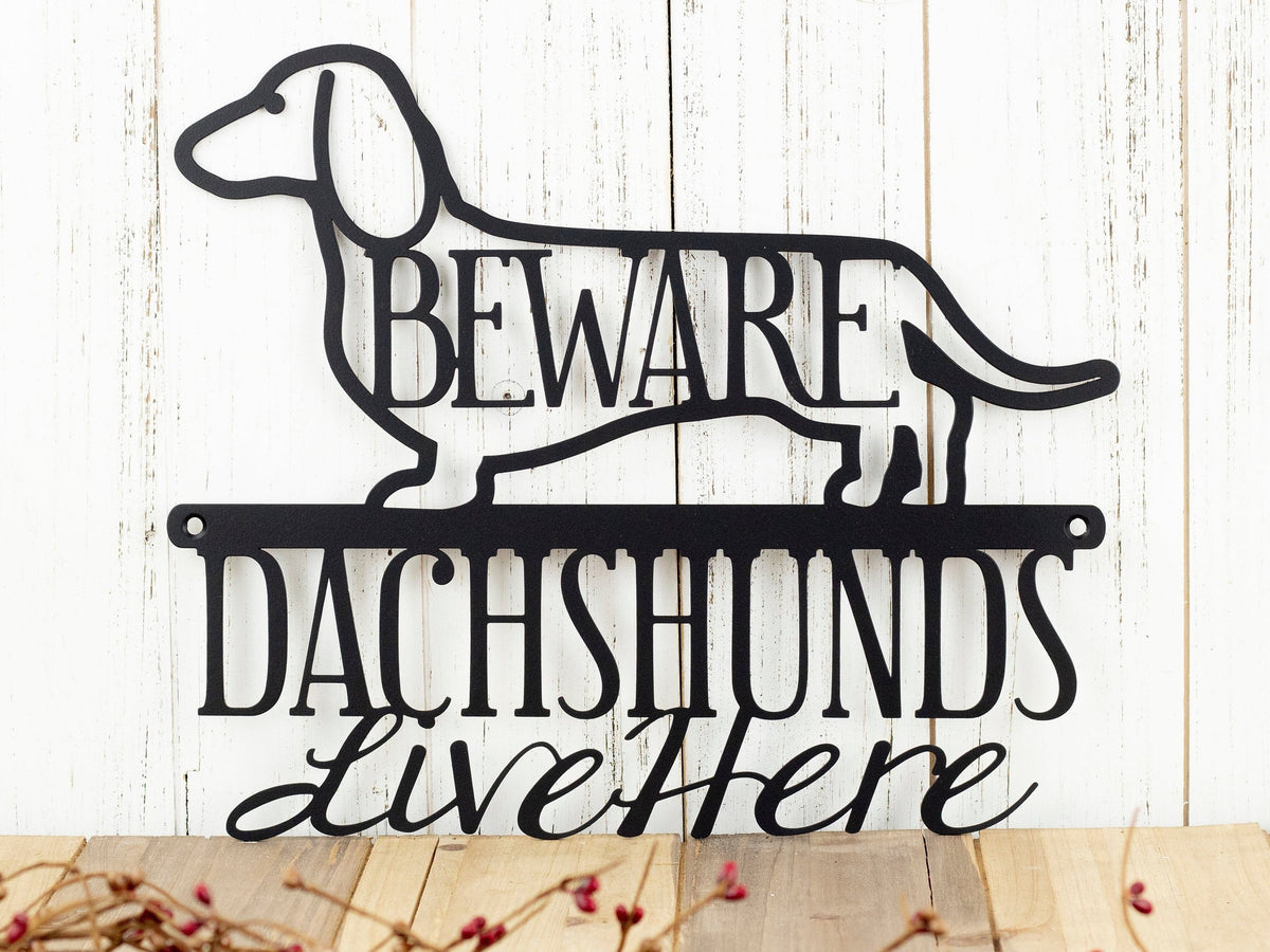 Dachshunds Live Here Metal Sign Black Weiner Dog Dachshund Door Sign Dachshund Gift Toy Dog