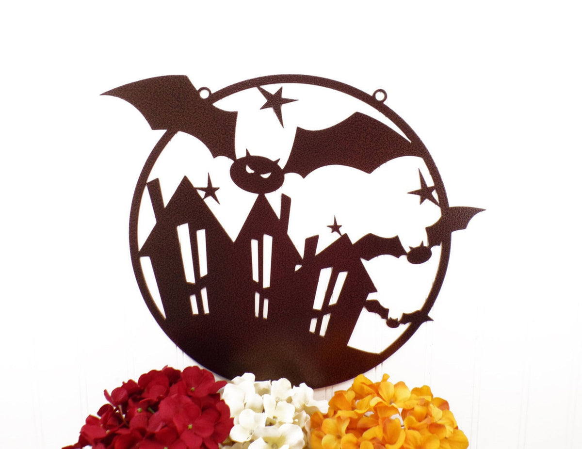 Halloween Flying Bats Circle Metal Sign Copper Halloween Decor Halloween Halloween Decorations