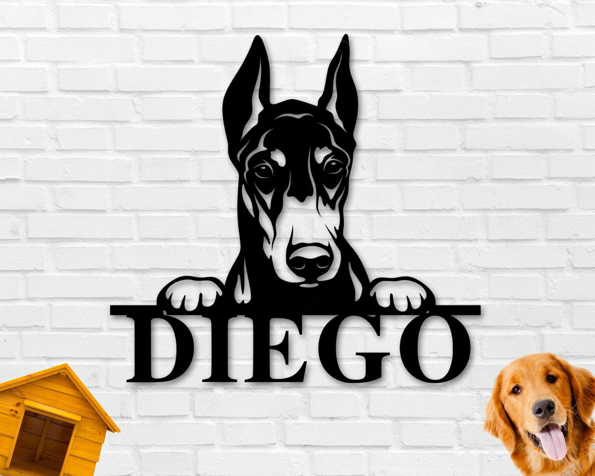 Dobermann Dog Sign Dobermann Metal Sign Dobermann Name Sign Pet Name Sign Dog Lover Sign Gift For Pet Owner Dog Sign