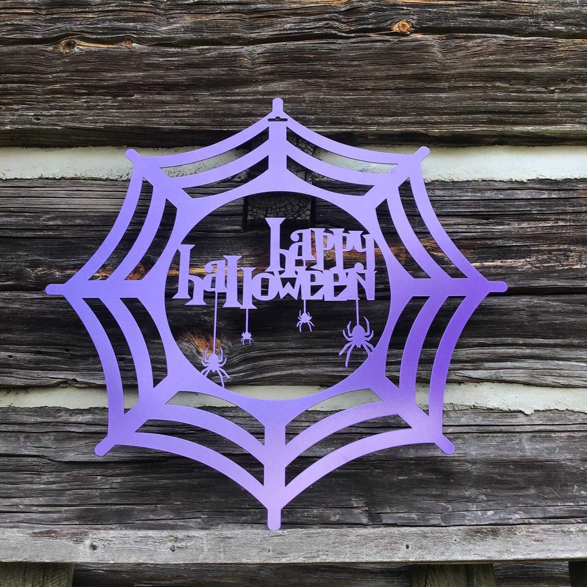 Spooky Happy Halloween Spiders Decor Cut Metal Sign Metal House Sign