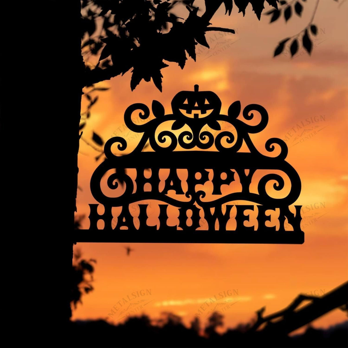 Happy Halloween Spooky Season Metal Art Garden Signs Cut Metal Sign Metal House Sign