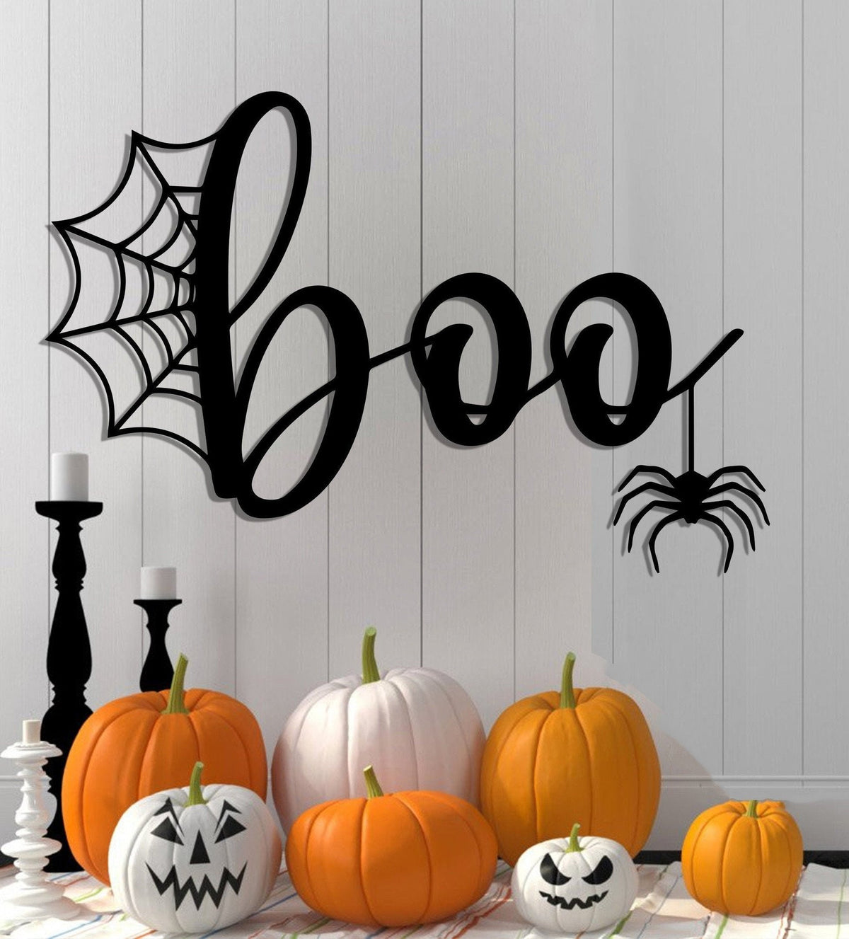 Boo Halloween Metal Sign Boo Sign Happy Halloween Welcome Sign Halloween Decor Halloween Pumpkin Bat Sign Boo Spider Sign