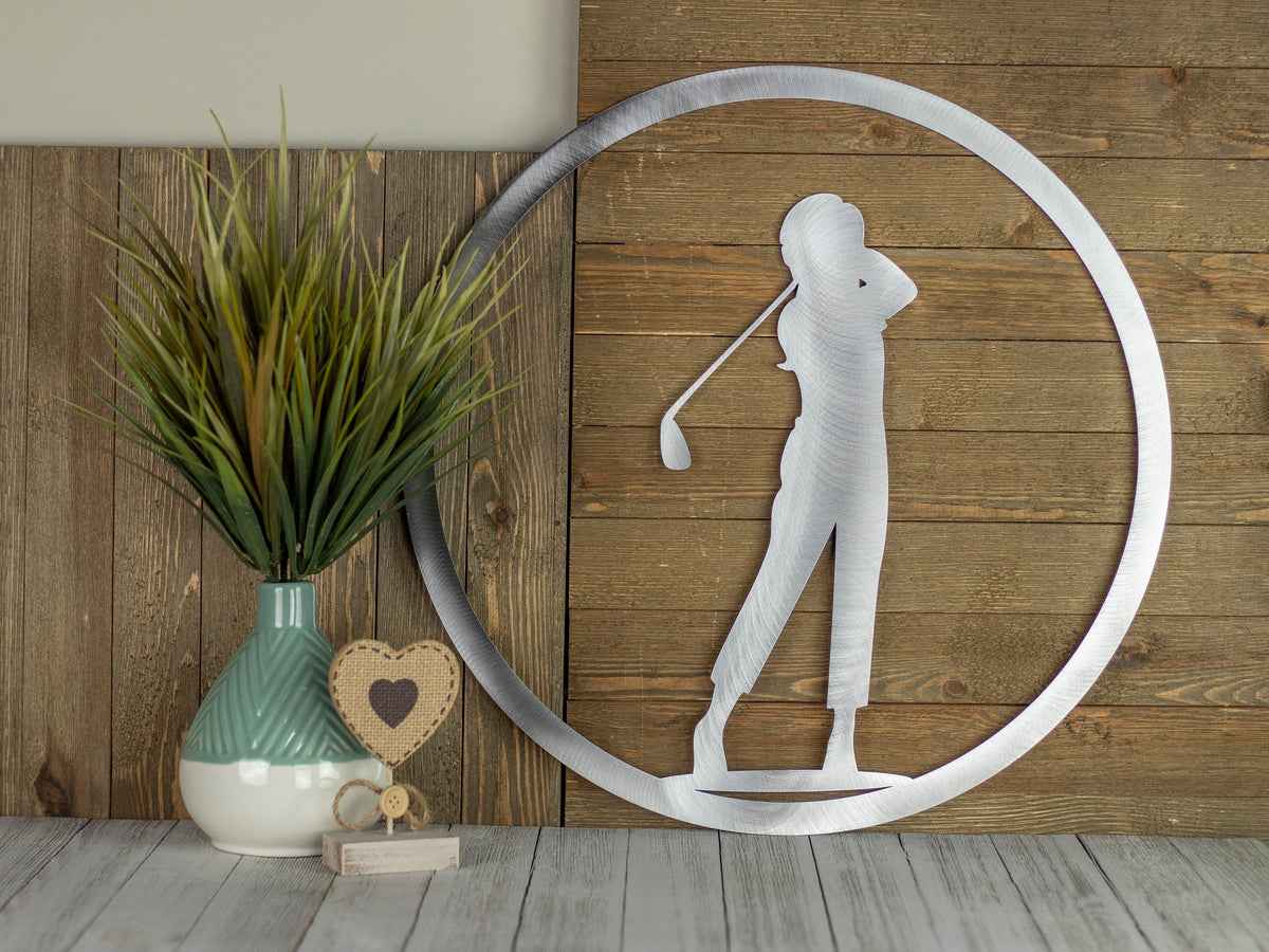 Golf Decor With Girl Golf Sign Golf Gift Golf Art Metal Sign Kids Room Decor Laser Cut Sign Raw Steel Shown