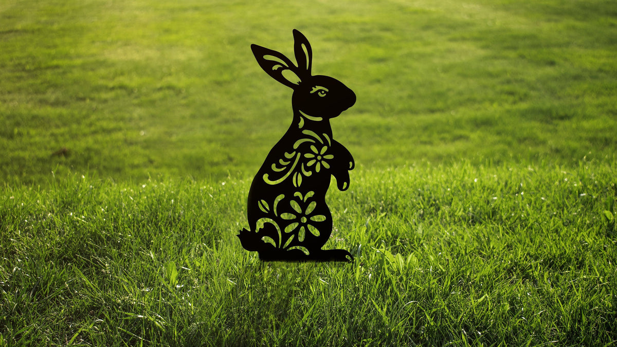 Rabbit Garden Metal Sign Bunny Garden Stake Gardening Decor Rabbit Floral Yard Art Marker Rabbit Decor Rabbit Lover Gift
