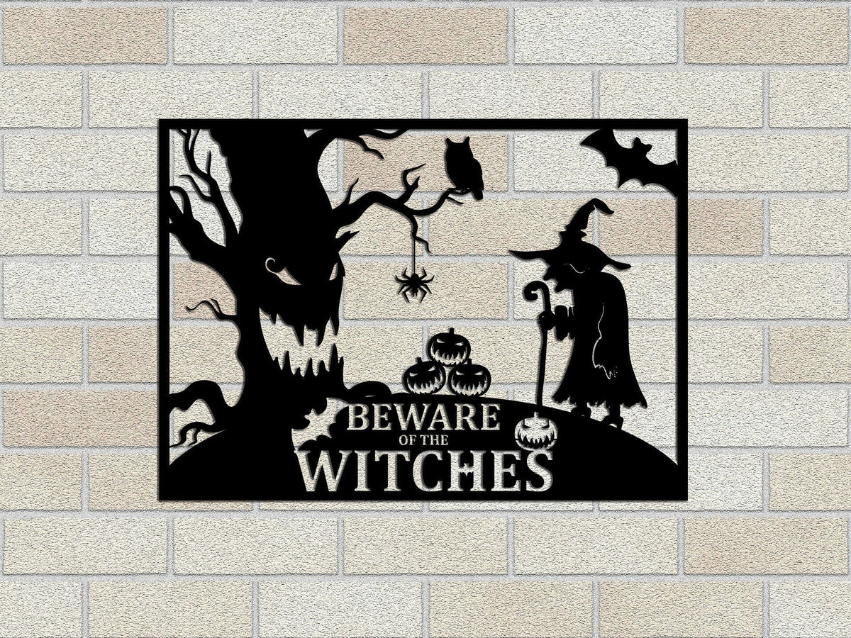 Beware Of The Witches Metal Sign Halloween Metal Sign Pumpkin Metal Sign Horror Day Decor Halloween Day Decor Wall Hanging Gifts