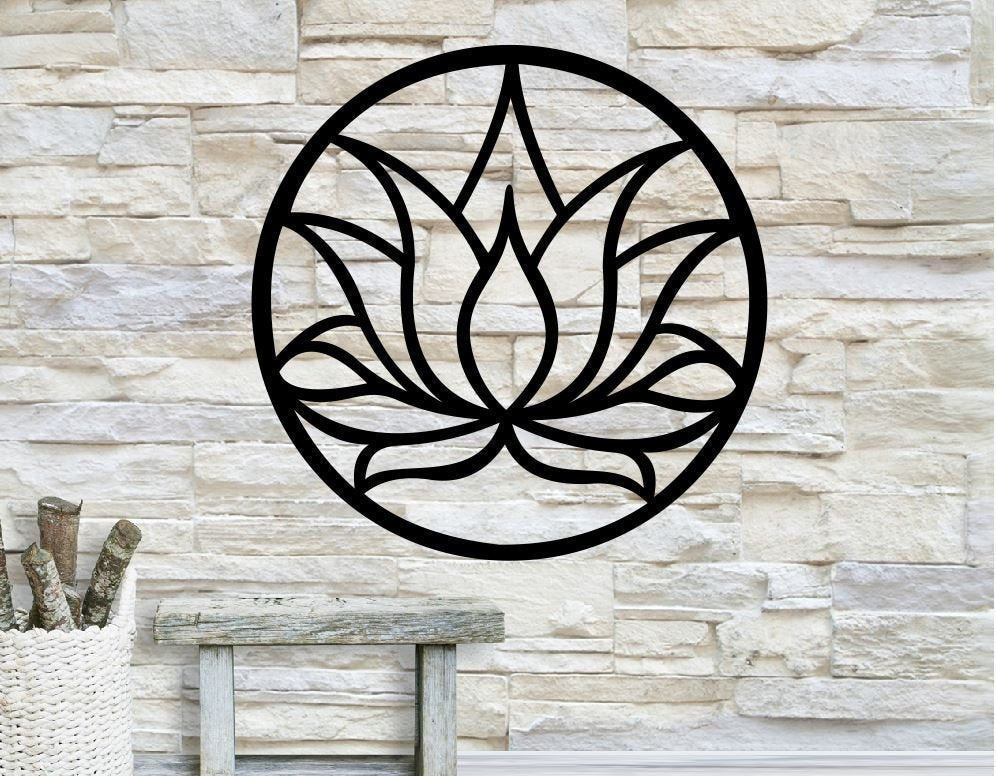 Lotus Flower Metal Sign Metal Wall Decor Lotus Flower Yoga Sign Flower Decor