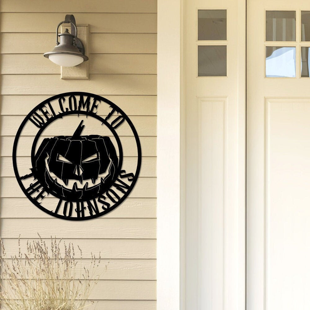 Pumpkin Halloween Pumpkin Metal Sign Halloween Welcome Metal Sign Pumpkin Door Hanger Fall Door Hanger