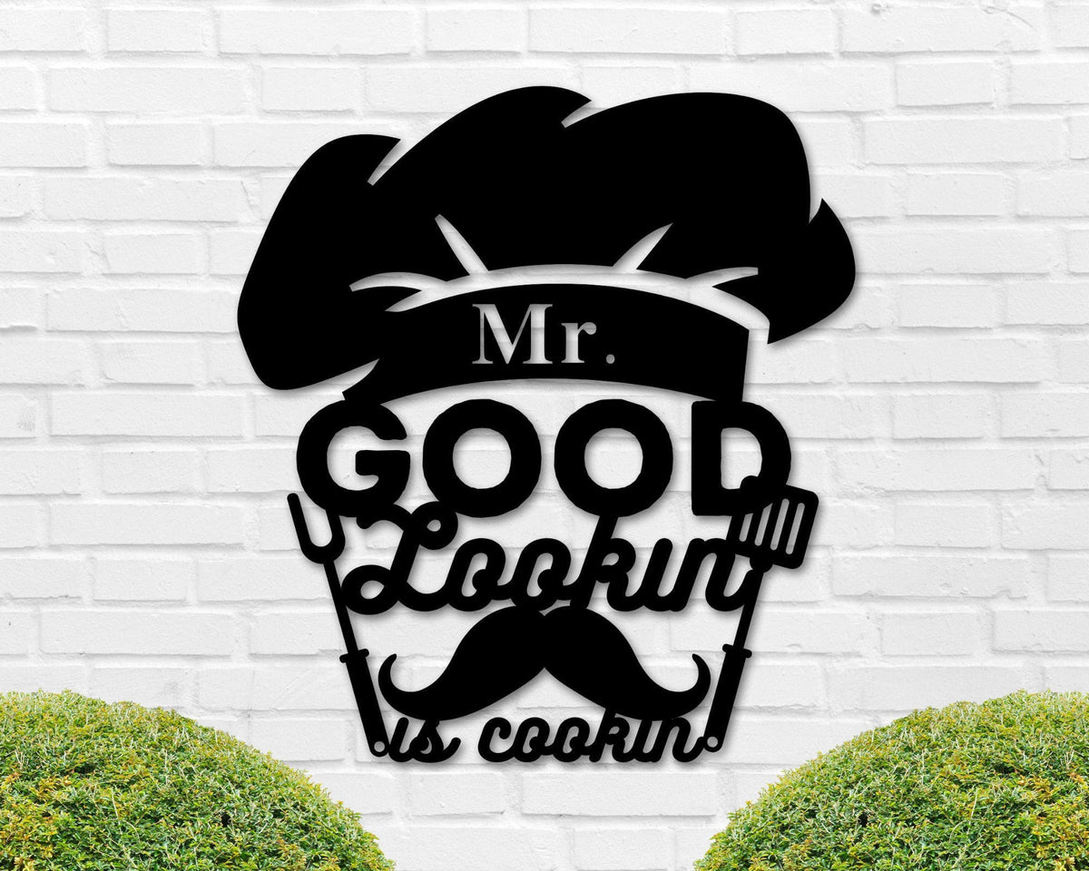 Mr Good Lookin Is Cooking Sign Fathers Day Gift Gift For Dad Sign For Dad Cooking Sign Chef Sign Bbq Sign Husband Sign Funny Sign