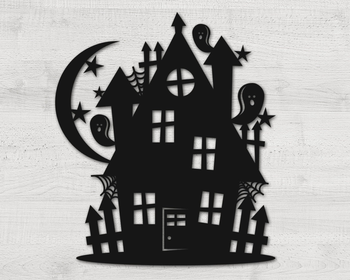 Haunted House Metal Sign Halloween Wall Decor Metal Halloween Decoration Fall Door Hanger Haunted House Halloween Gift