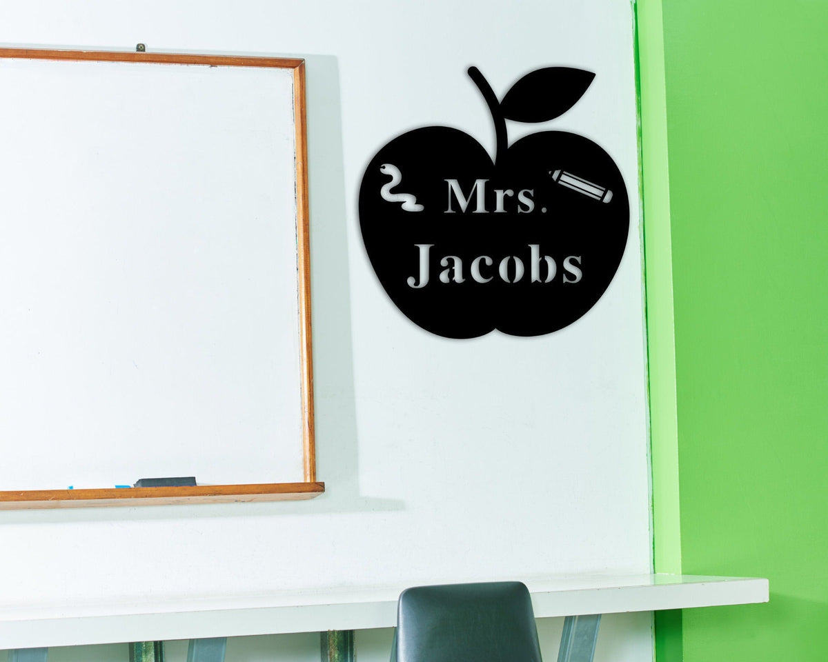 Teacher Gift Apple Sign For Teachers Gift For Teacher Classroom Decor Unique Teacher Gift Custom Metal Teacher Sign Apple Teacher Sign