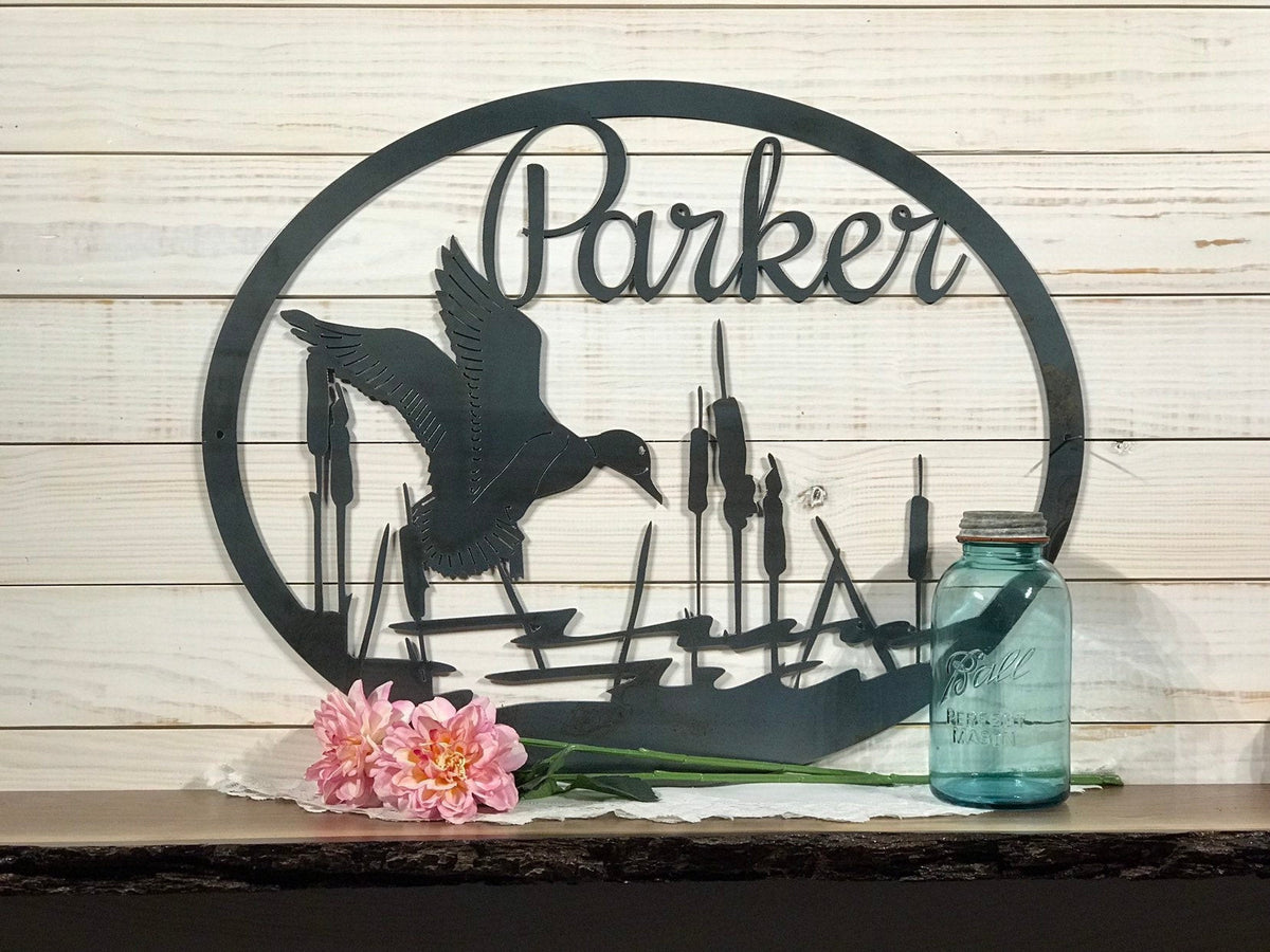 Last Name Metal Duck Sign Duck Hunter Gift 30 Inch