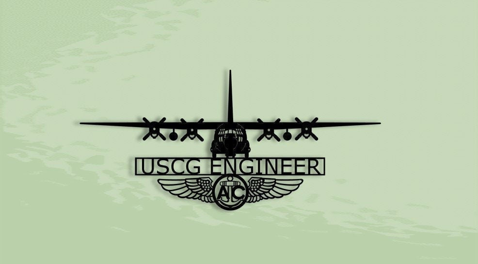 Hc130h Hercules Uscg Engineer With Aircrew Wings Metal Sign Cut Metal Sign Wall Decor