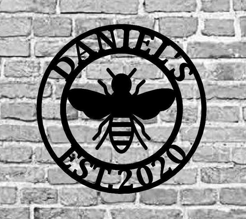 Honey Bee Family Name Established Sign Custom Metal Sign
