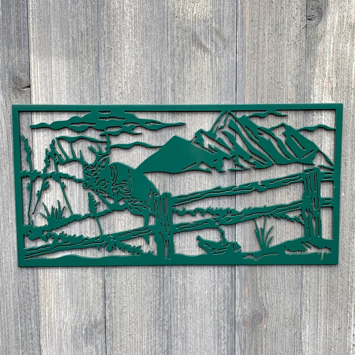 Deer Jumping Fence Metal Sign Cutout Cut Metal Sign Wall Metal Art