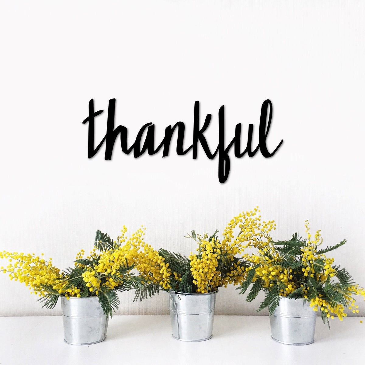 Metal Thankful Sign Script Font Cutout Rustic Thanksgiving Decor Sign For Fall Cursive Word For The Wall