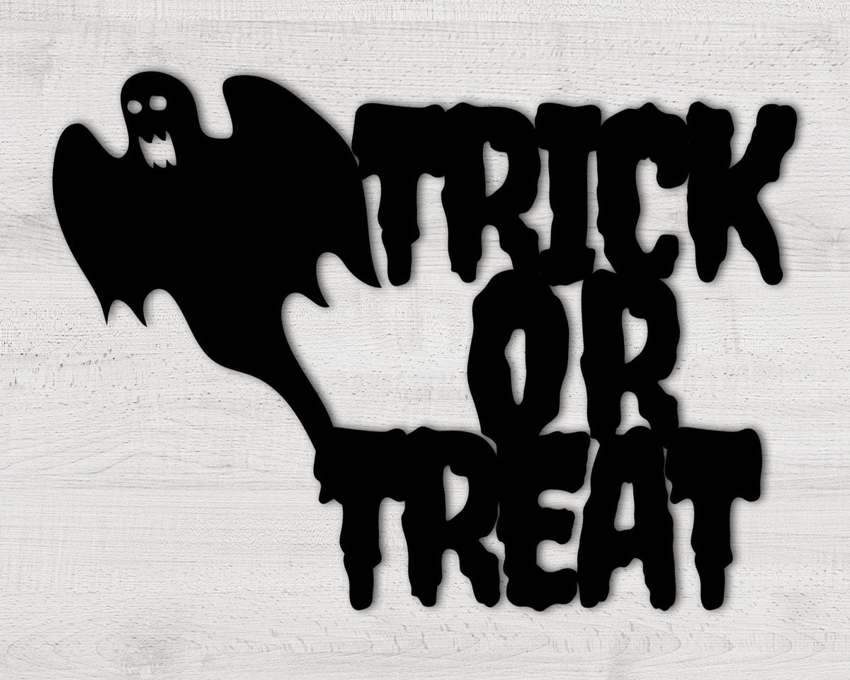 Trick Or Treat Metal Sign Halloween Door Hanger Halloween Wall Decor Fall Door Hanger Trick Or Treat Halloween Decoration