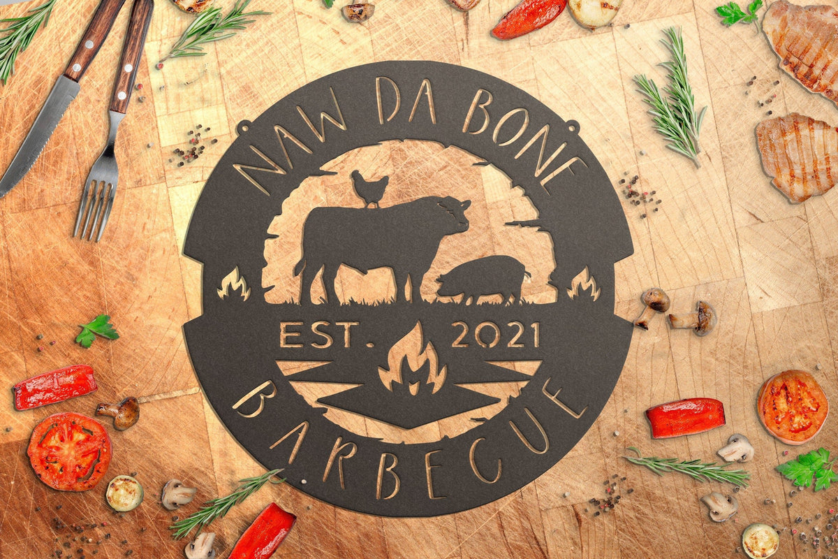 Personalized Animal Barbeque Sign Metal Hanging Bbq Gift