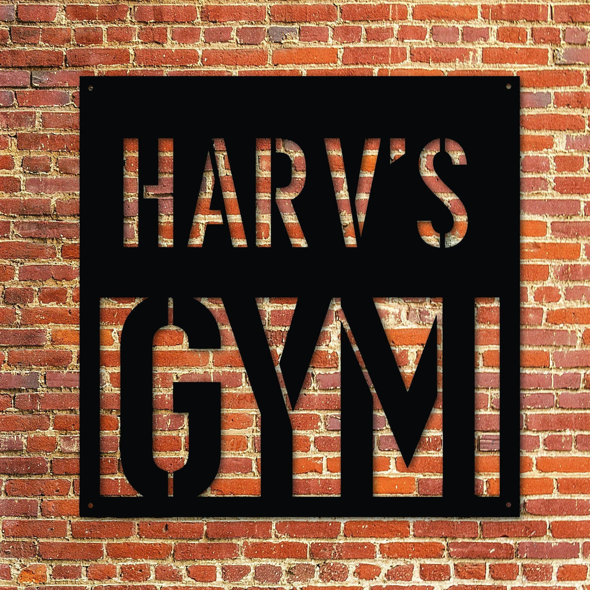 Custom Laser Cut Metal Square Gym Sign Custom Gym Design Personalised Gym Sign
