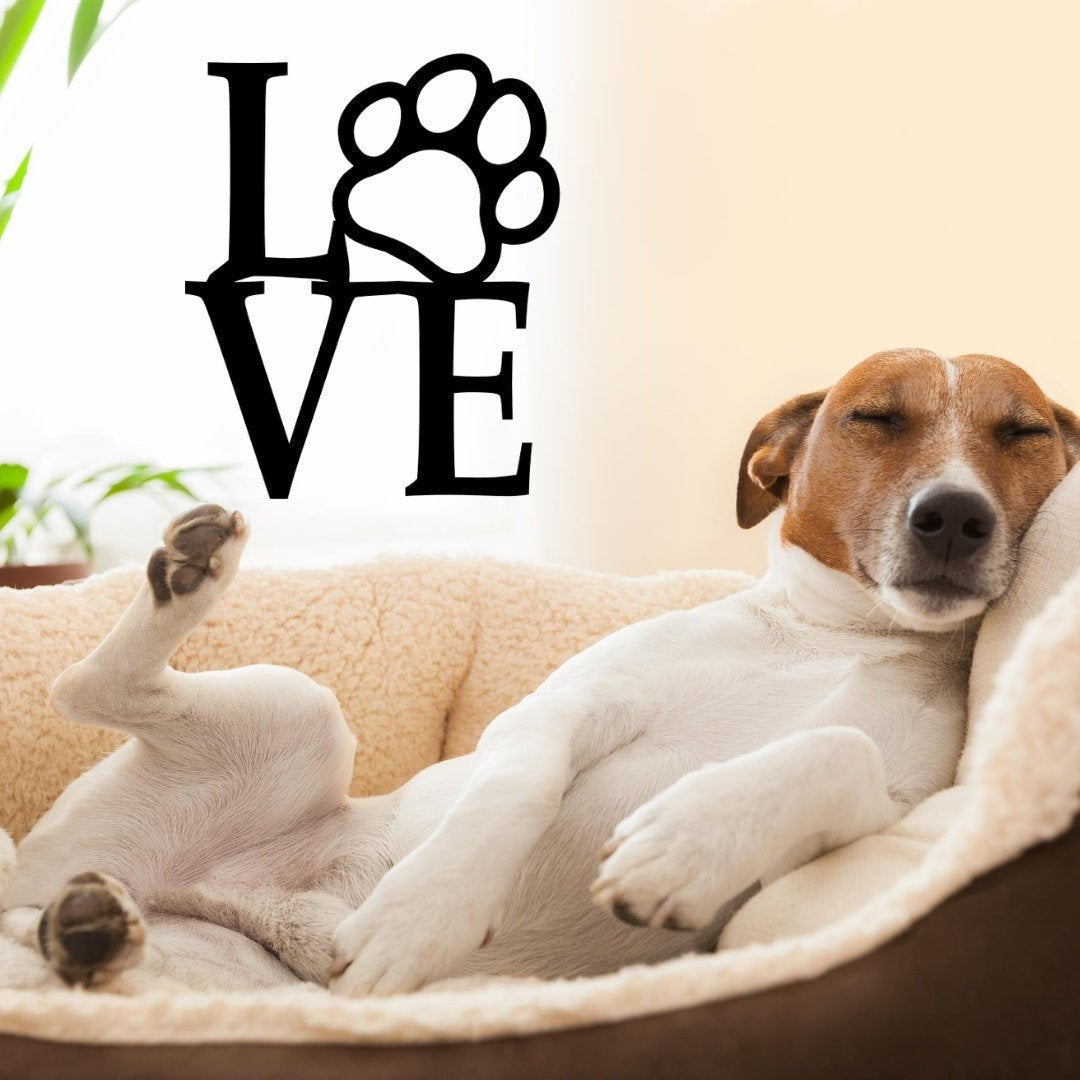 Dog Love Sign Cut Metal Sign Wall Decor Metal Sign Metal Art