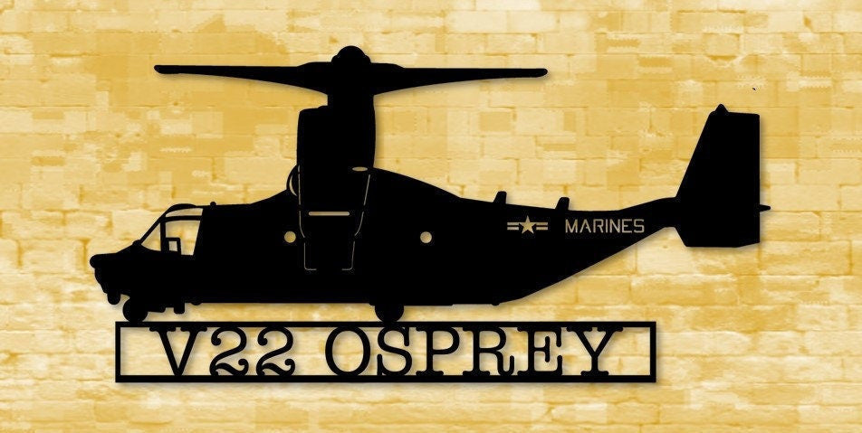 V22 Osprey Multimission Tiltrotor Military Aircraft Metal Sign Cut Metal Sign Wall Decor
