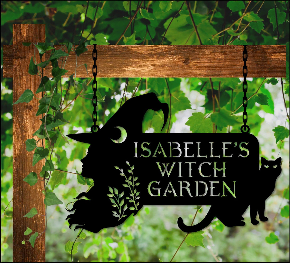 Hanging Witch Sign Witch Garden Sign Custom Metal Herb Garden Sign Magic Garden Sign Gift For Witches Witch Housewarming