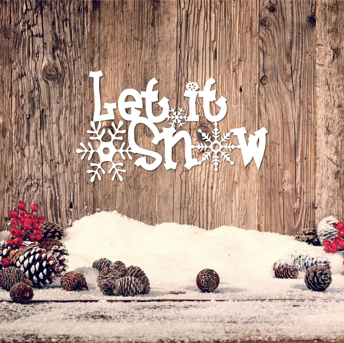 Let It Snow Metal Sign Winter Decor Snowflake Winter Sign Holiday Decor Rustic Metal Christmas Sign Snow Metal Wall Decor