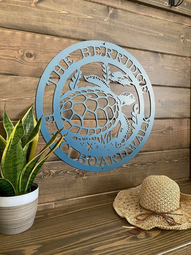 Sea Turtle Marine Life Sign Coastal Decor Nautical Ocean And Sea Animal Decor Custom Metal Sign Personalized Sea Turtle