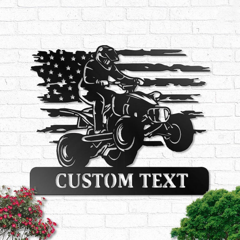 Custom Us Quad Dirt Bike Personalized Us Atv Name Sign Decoration For Living Room Biker Outdoor