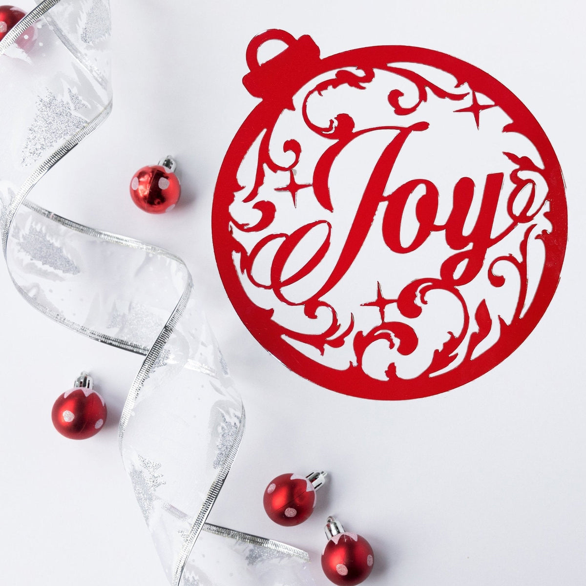 Joy Round Metal Sign Seasonal Winter Steel Sign Holiday Decor