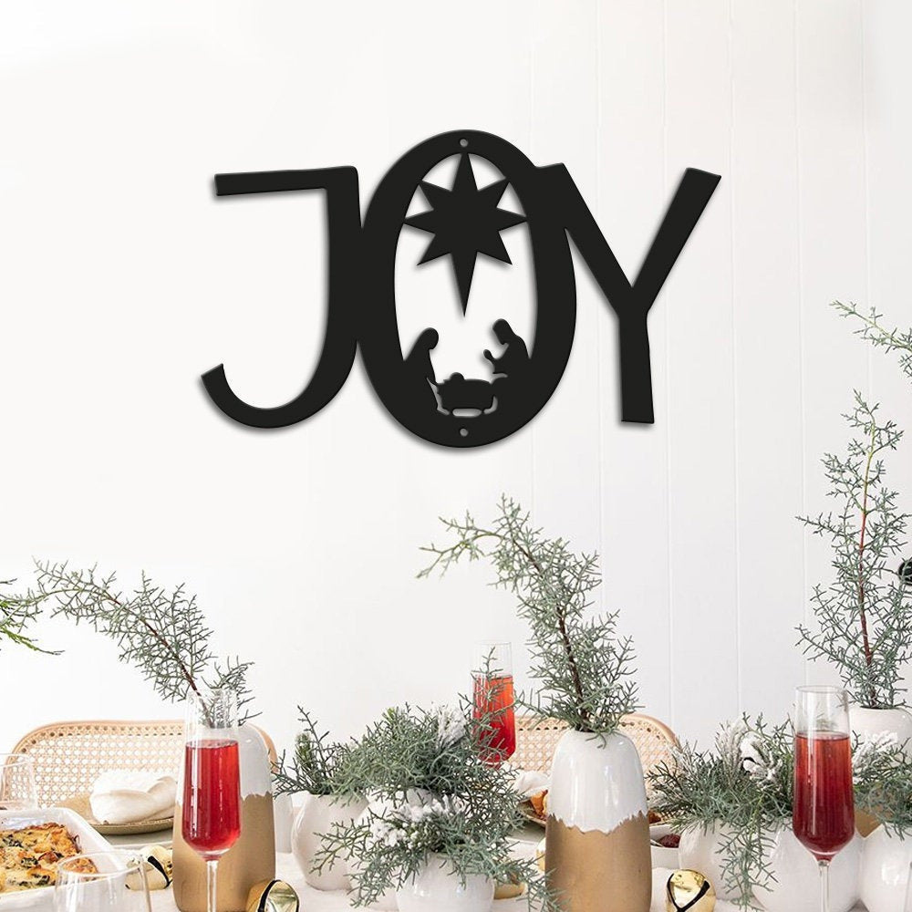 Joy Nativity Christmas Decoration Christmas Sign Custom Sign Holiday Decoration Gift Sign Joy Sign Metals