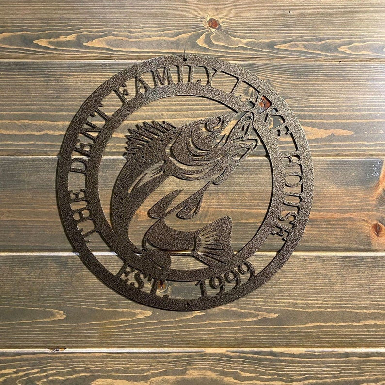 Personalized Metal Walleye Fish Sign Lake House Sign Metal Sign Fish Sign Boathouse Sign Man Cave Sign