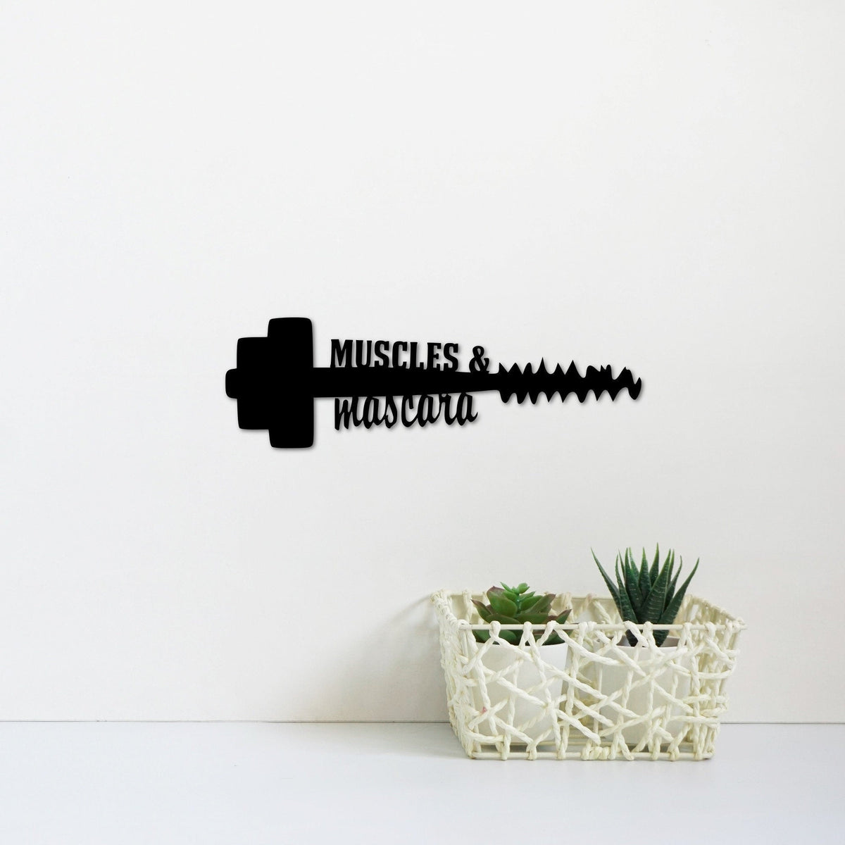 Home Gym Sign Muscles And Mascara Gym Decor Gift Idea For Her Home Gym Decor Weightlifting Art Custom Metal Sign