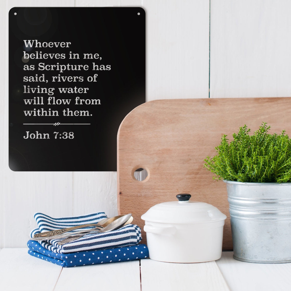John 7:38 Scripture Metal Sign John 738 Metal Wall Decor Bible Verse John Bible Verse Metal Sign