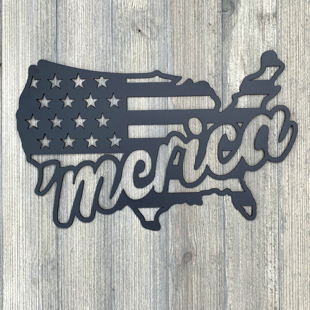 Merica Flag Metal Sign Cutout Cut Metal Sign Wall Metal Art
