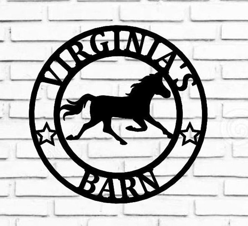 Custom Metal Name Sign Personalized Horse Sign Door Hanger Outdoor Metal Sign Horse Theme Equine Equestrian Horse Gift
