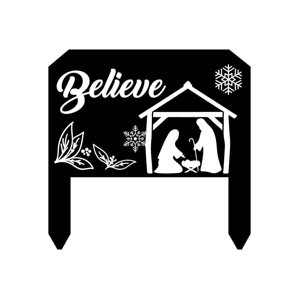 Nativity Believe Holiday Metal Sign christmas Front Door Decor Outdoor Decor Holiday Decor Living Room Decor Entryway Decor