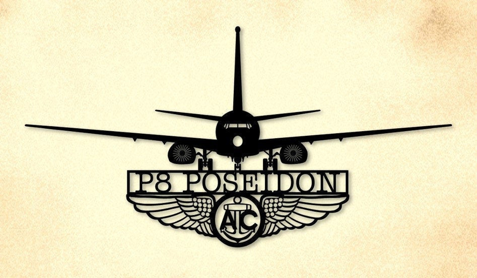 P8 Poseidon With Aircrew Wings Metal Sign Cut Metal Sign Wall Decor