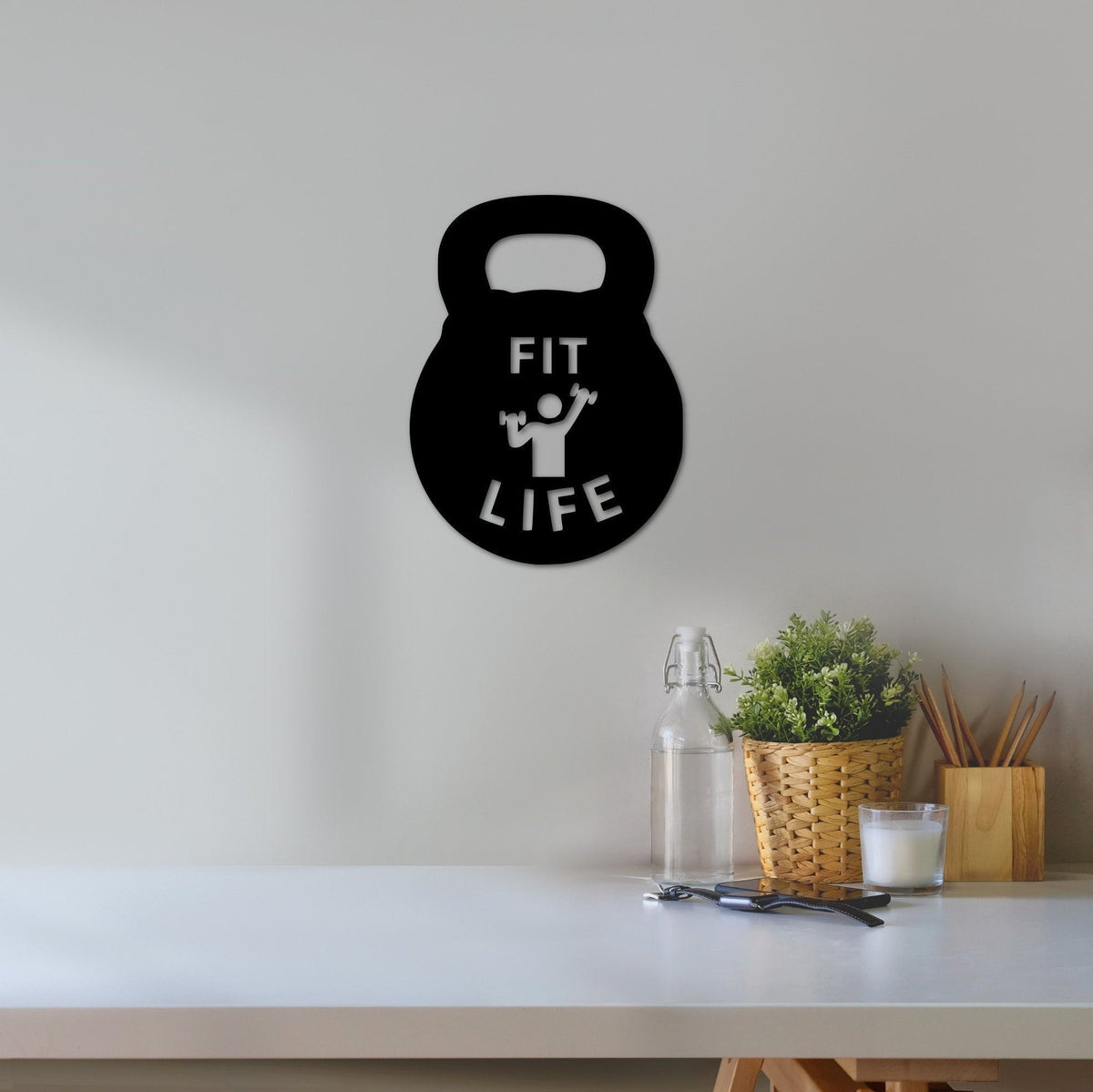 Gym Sign Fit Life Metal Kettle Bell Sign Home Gym Decor Custom Metal Sign Personal Trainer Gift Idea Gym Art