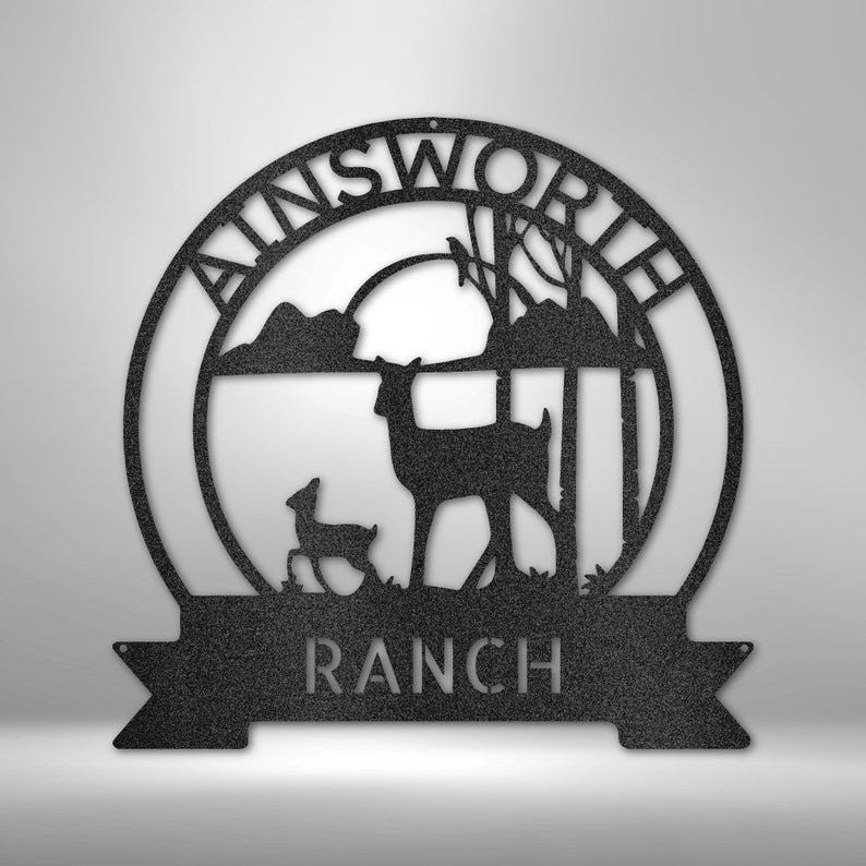 Personalized Ranch Sun Set Metal Sign Ranch Outdoorsman Metal Sign Deer Hunter Gift Idea Cabin Or Lake House Decor