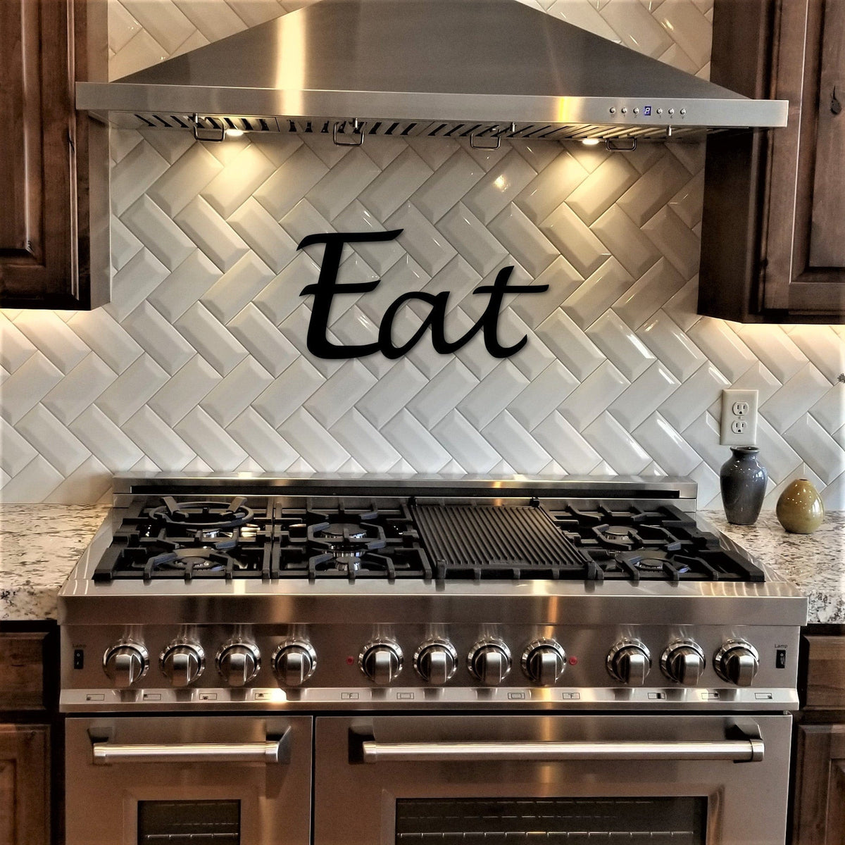 Eat Metal Sign Script Word Kitchen Sign Metal Wall Decor Word Art Kitchen Eat Sign Cursive Font Let's Eat Sign Kitchen Decor