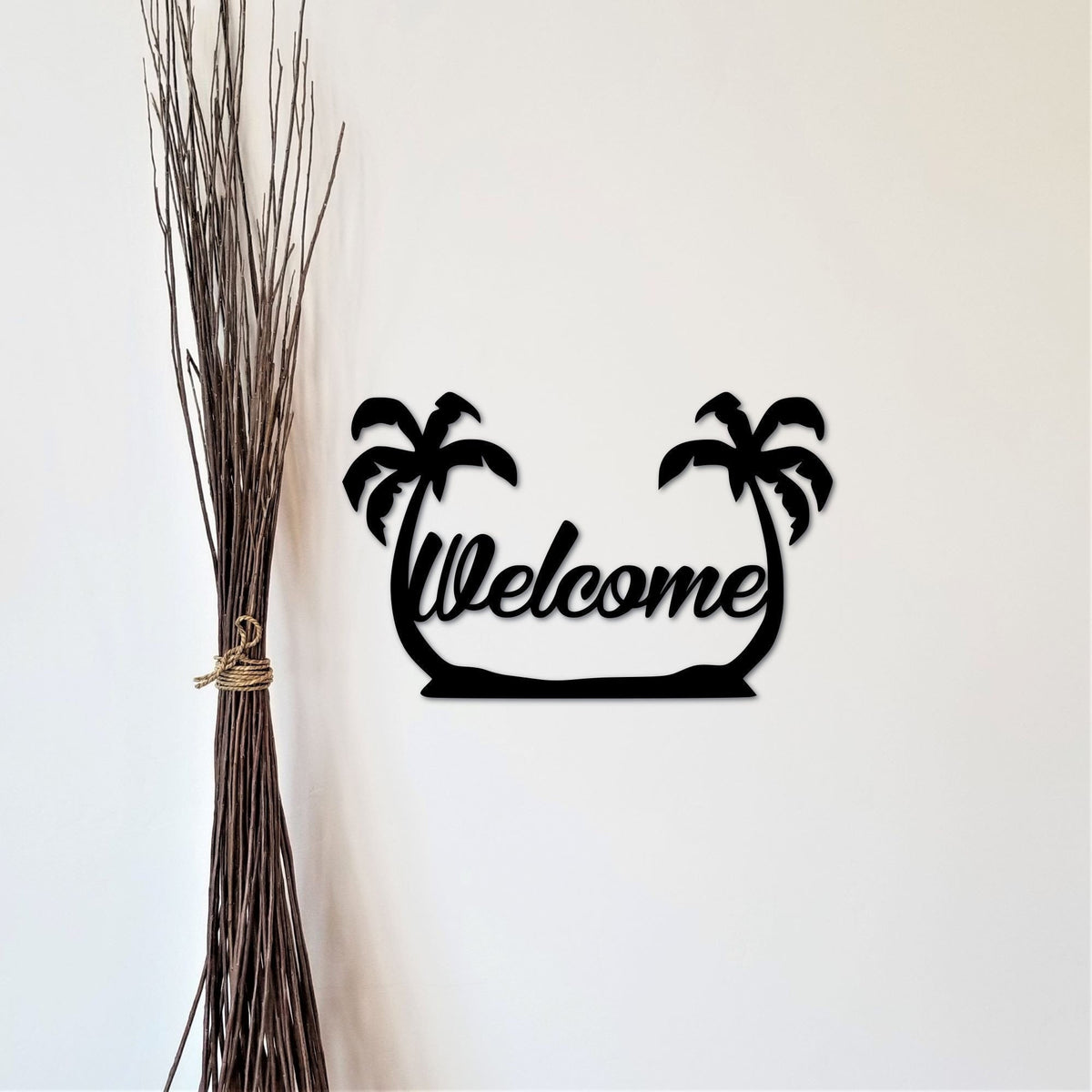 Palm Tree Welcome Sign Front Door Hanger Entryway Sign Tropical Or Beach Sign Hawaiian Decor Palm Tree Sign Vacation House Decor