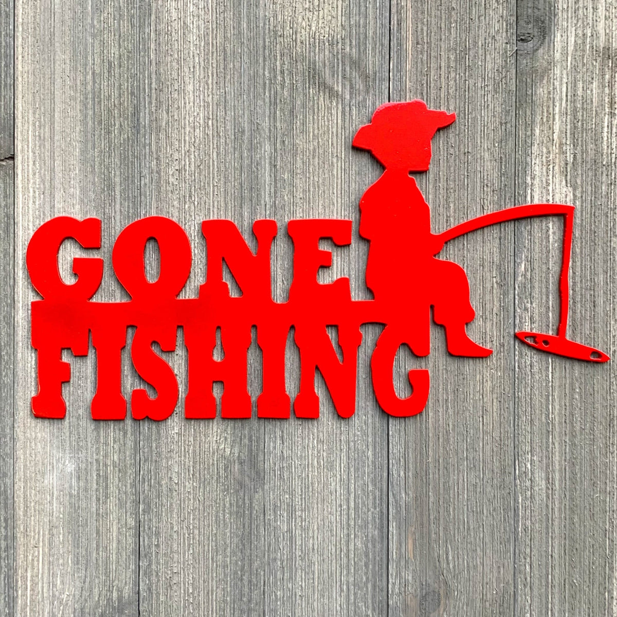 Gone Fishing Metal Sign Cutout Cut Metal Sign Wall Metal Art
